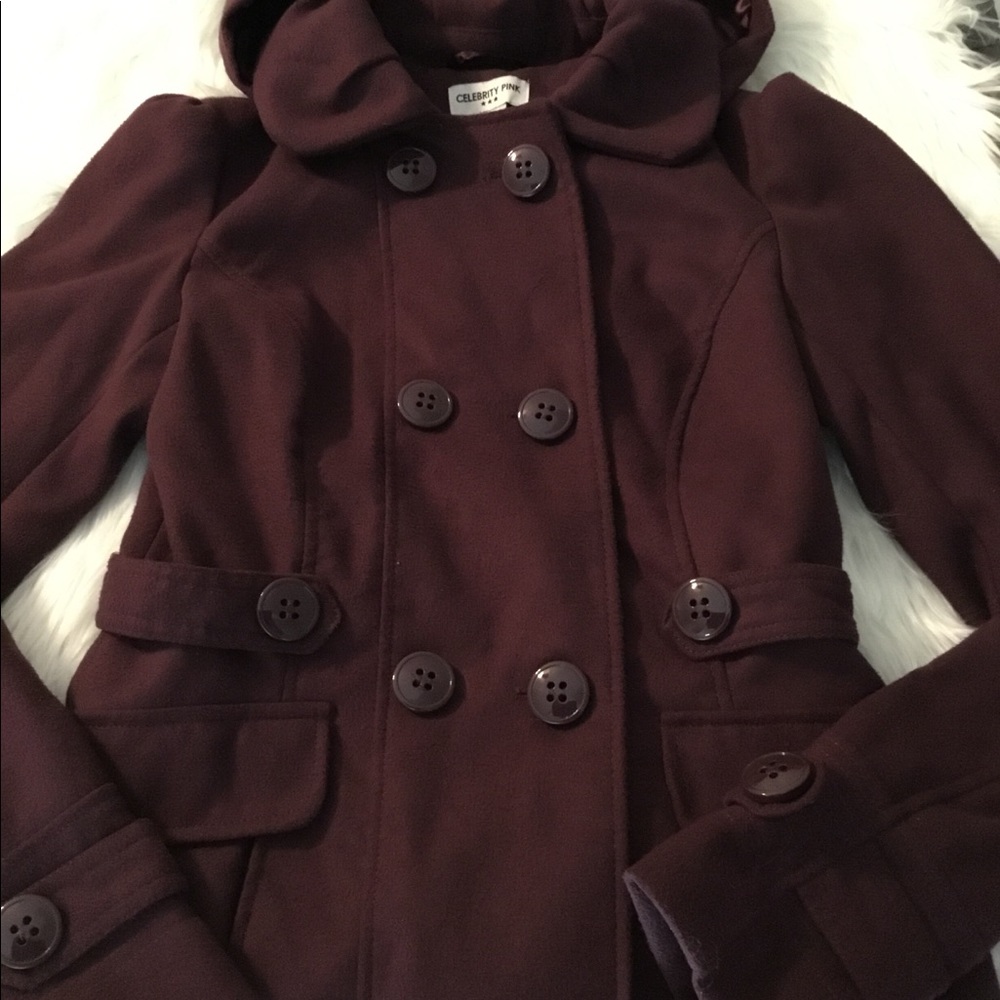 Maroon Girls Winter Coat removable hood